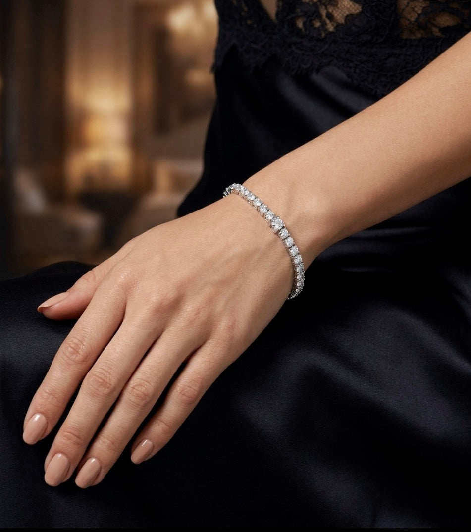 Sterling Silver Radiant Tennis Bracelet