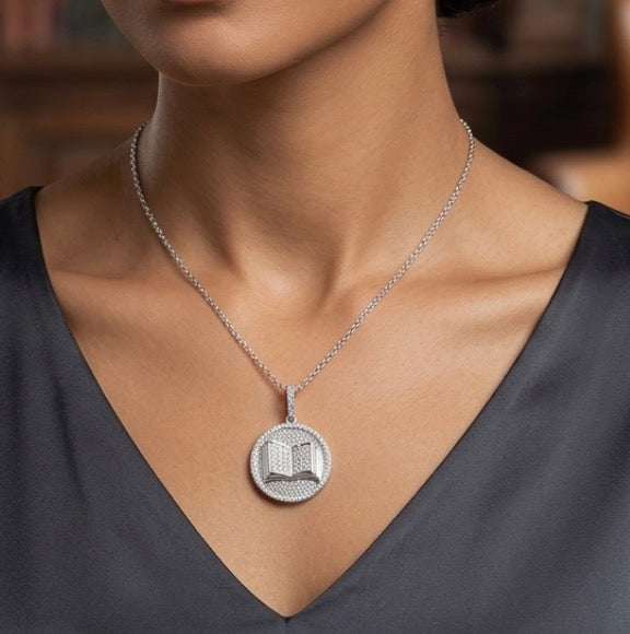 Open Book Pendant Necklace