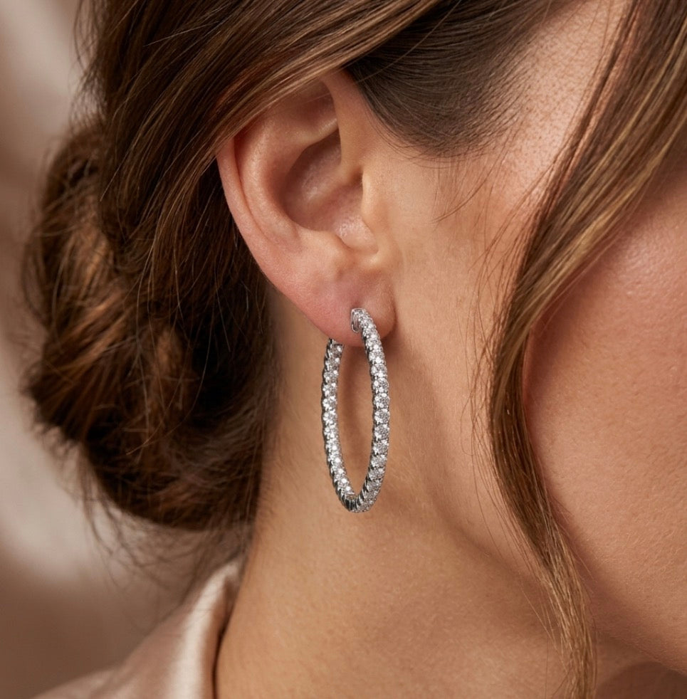 Inside-Out Round Shape 1 1/2-inch Hoop Earrings