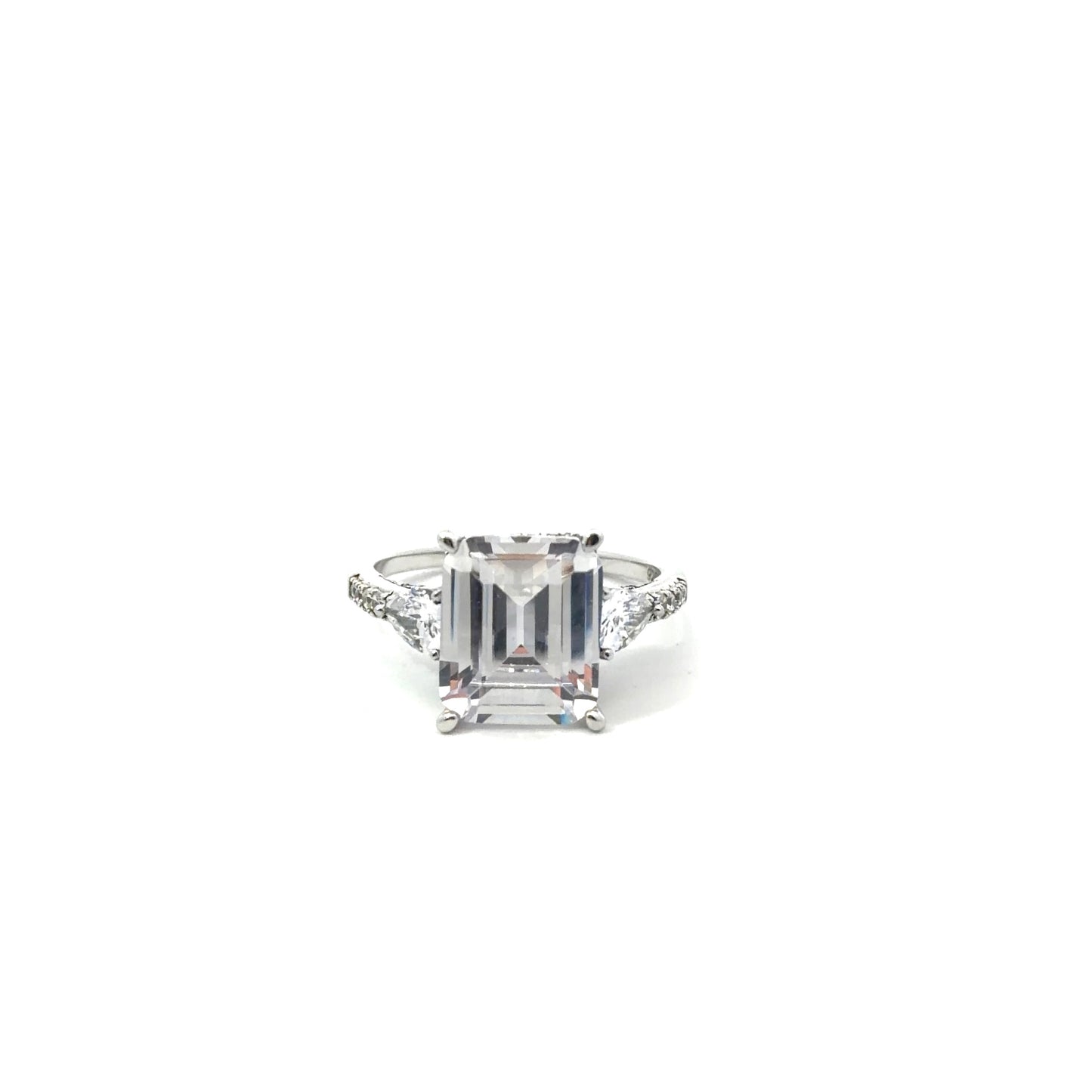 Sterling Silver Three-Stone Engagement Ring