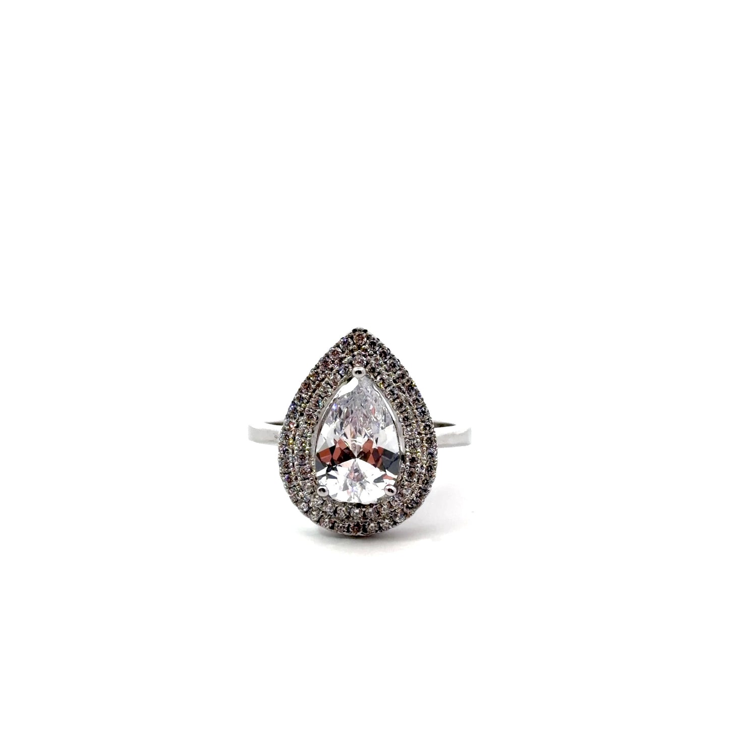 Sterling Silver Pear Cut Ruby Ring