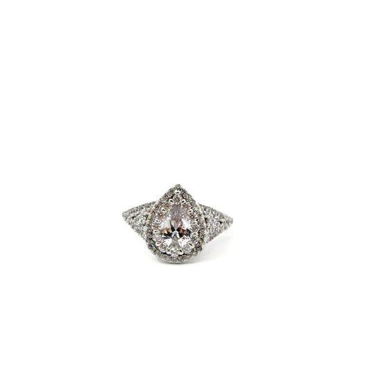 Sterling Silver Pear Cut Engagement Ring
