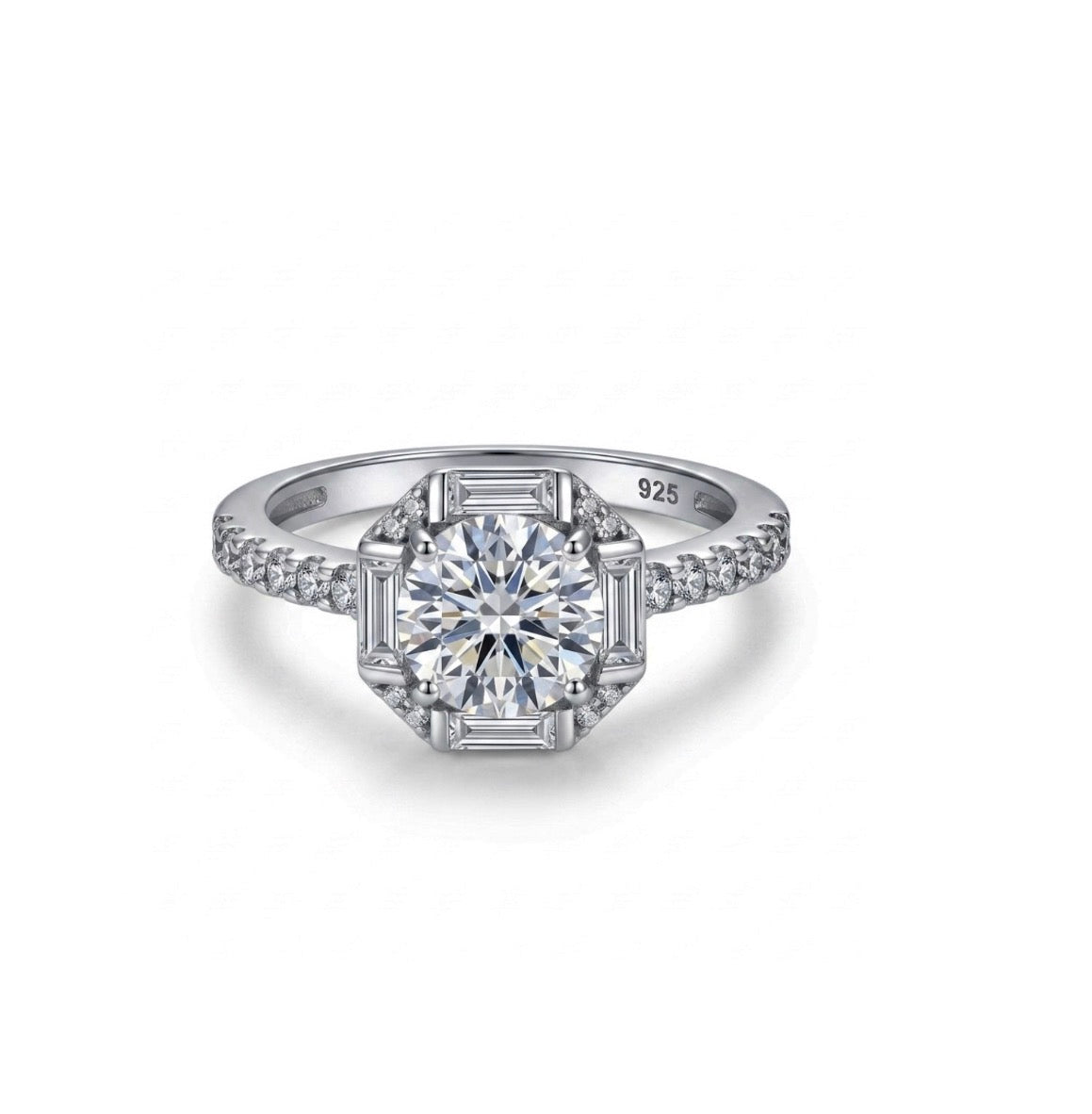 Sterling Silver Brilliant-cut Stone  Ring