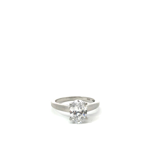 Sterling Silver Oval Cut Solitaire Ring