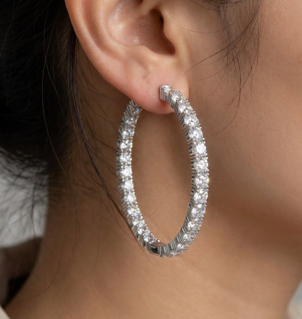 Inside-Out Oval Shape 1.40-inch 6.60 ct. Hoop Earrings
