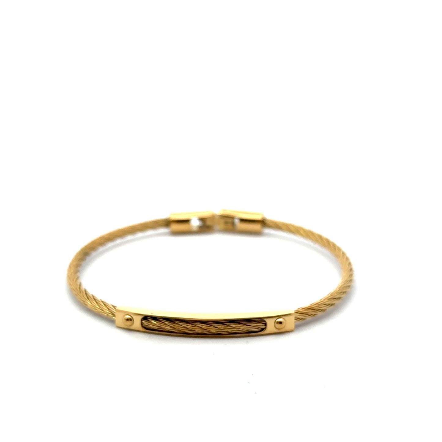 Stainless Steel with Gold Cable Bracelet