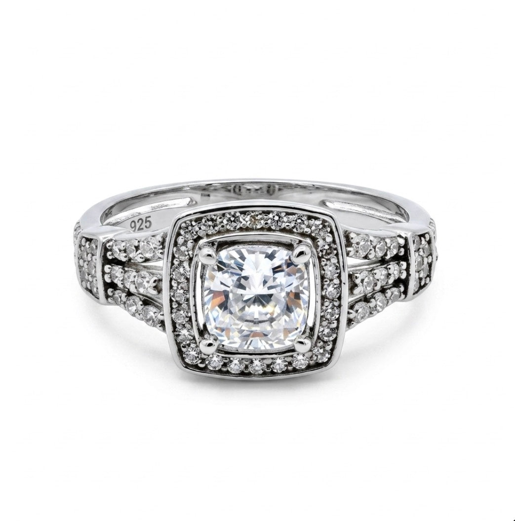 Sterling Silver Cushion Cut Ring