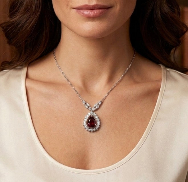 Teardrop-cut Ruby Pendant Necklace