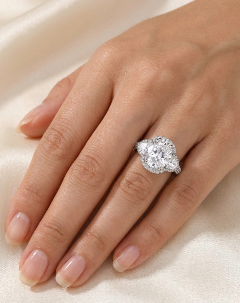 Sterling Silver Oval cut 3 Stone Ring