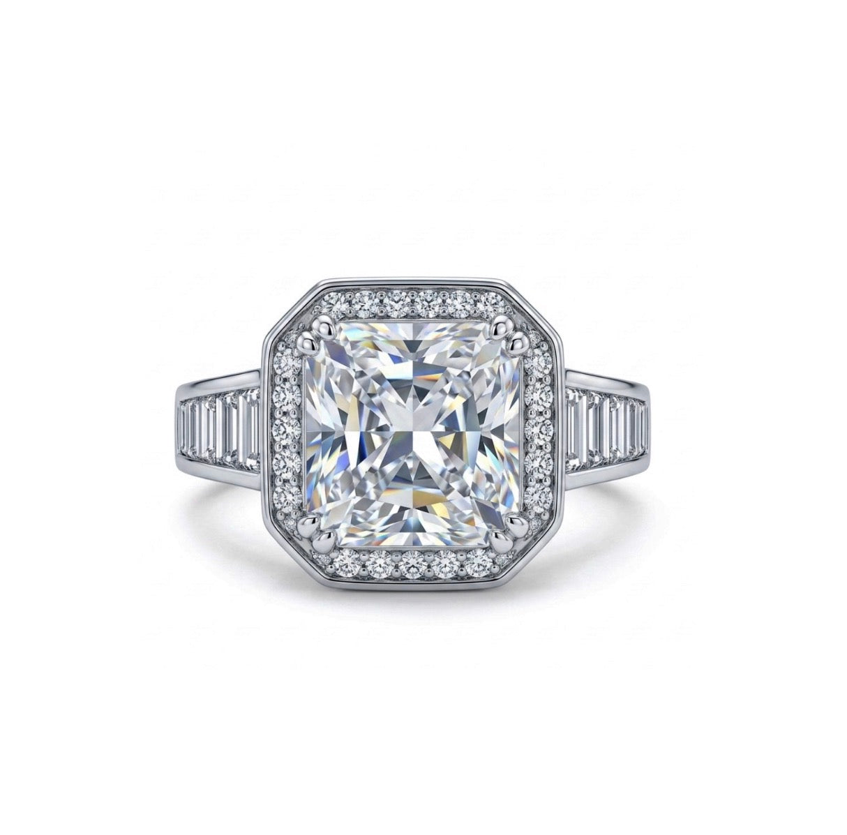 Sterling Silver Cushion-cut Cubic Zirconia Ring