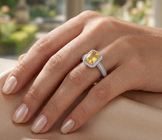 Sterling Silver Yellow Topaz Cocktail Ring