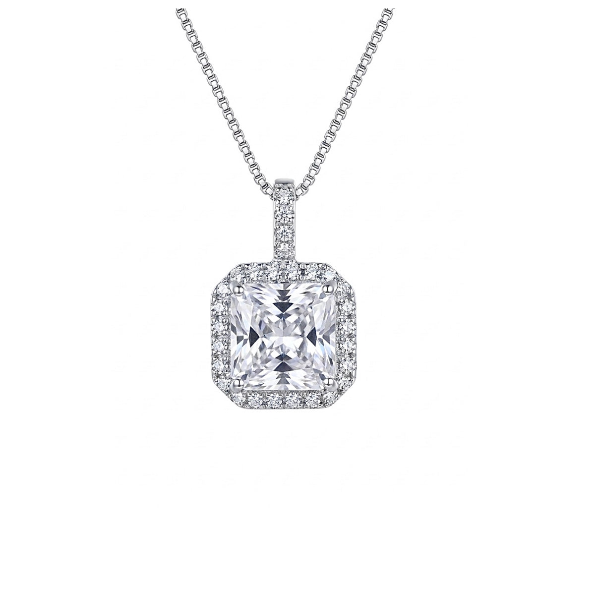 Sterling Silver Cushion cut Necklace