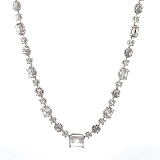 Sterling Silver Stunning Multi Cut Cubic Zirconia Necklace