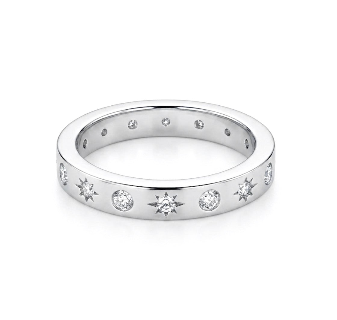Sterling Silver Celestial- Inspired Eternity Ring
