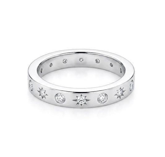 Sterling Silver Celestial- Inspired Eternity Ladies Band