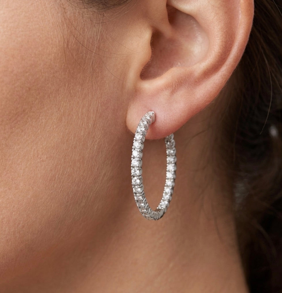 Inside-Out Round Shape 1.45-inch 4.34 ct. Hoop Earrings