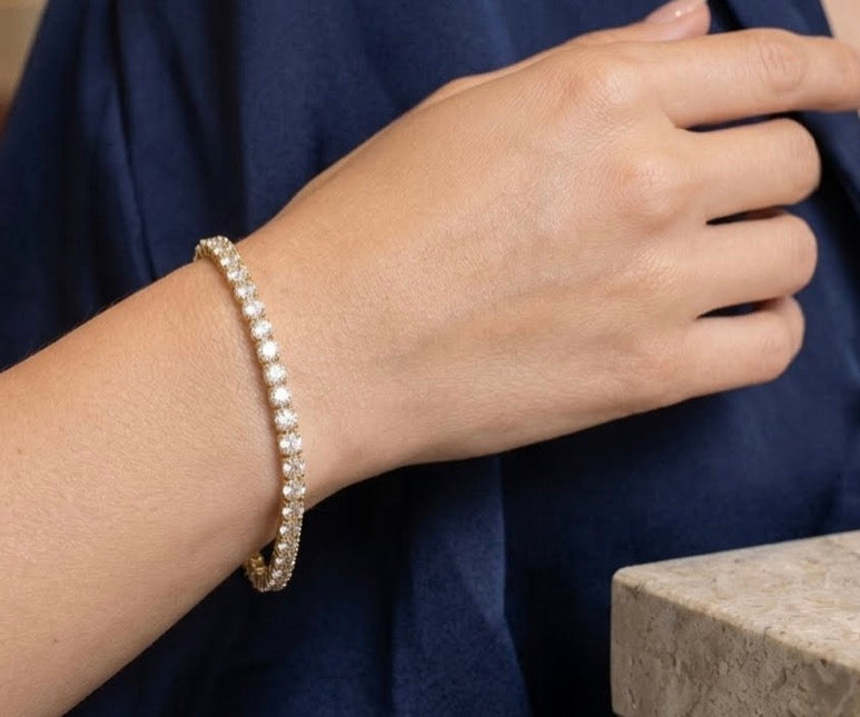 Sterling Silver Gold Plated Tennis Bracelet