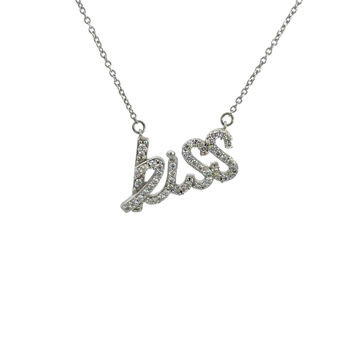 Cubic Zirconia Kiss Script Pendant Necklace