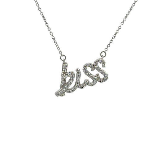 Cubic Zirconia Kiss Script Pendant Necklace