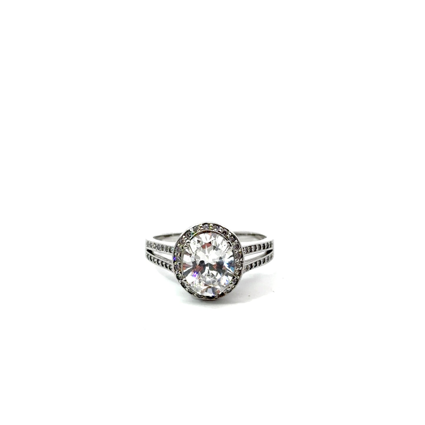 Sterling Silver Oval Cubic Zirconia Ring