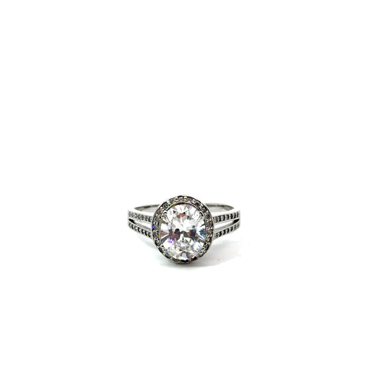 Sterling Silver Oval Cubic Zirconia Ring