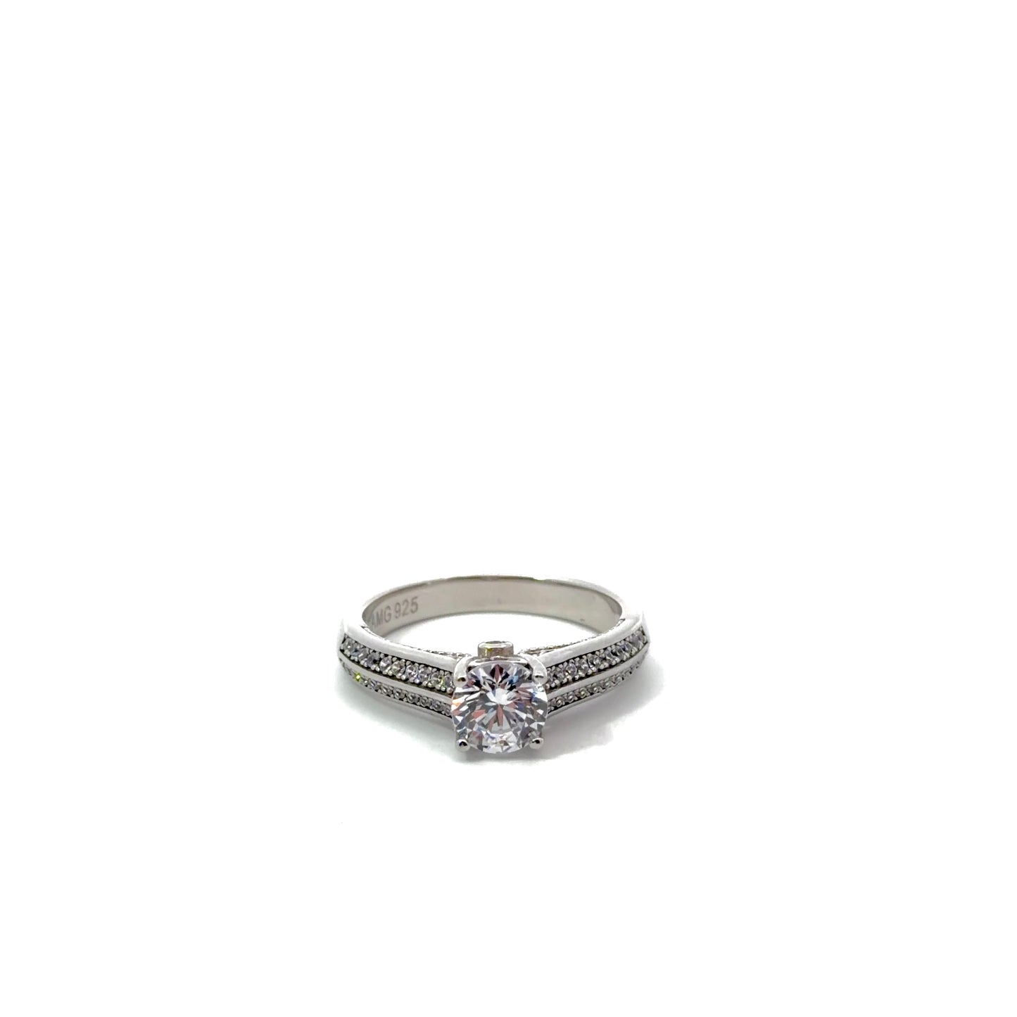 Sterling Silver Pavé Encrusted Engagement Ring