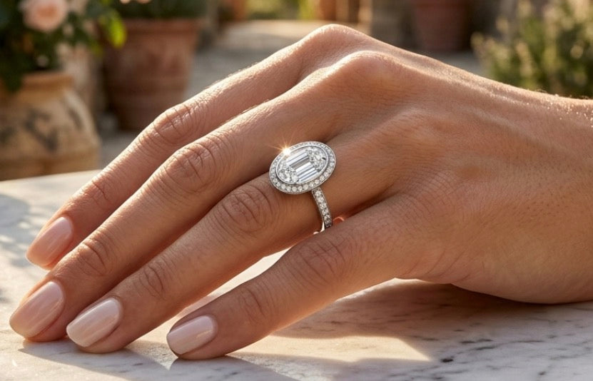 Sterling Silver Oval-cut Stone Cocktail Ring