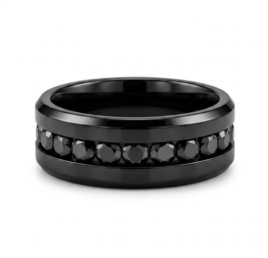 Black Eternity Ring Wedding Band