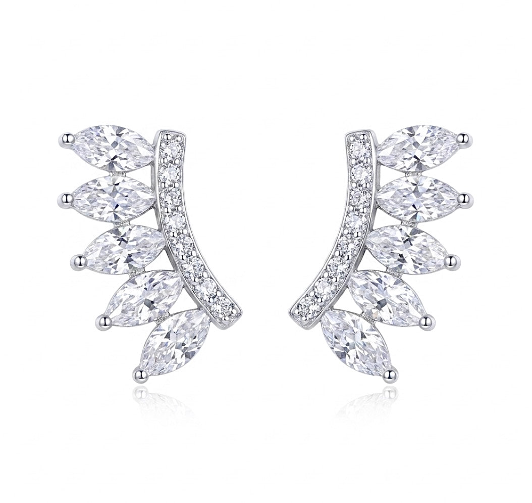 Sterling Silver Ear Climbing Cubic Zirconia Stud Earrings