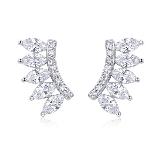 Sterling Silver Ear Climbing Cubic Zirconia Stud Earrings