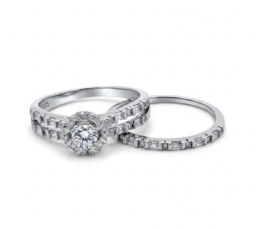 Sterling Silver Wedding Ring Set
