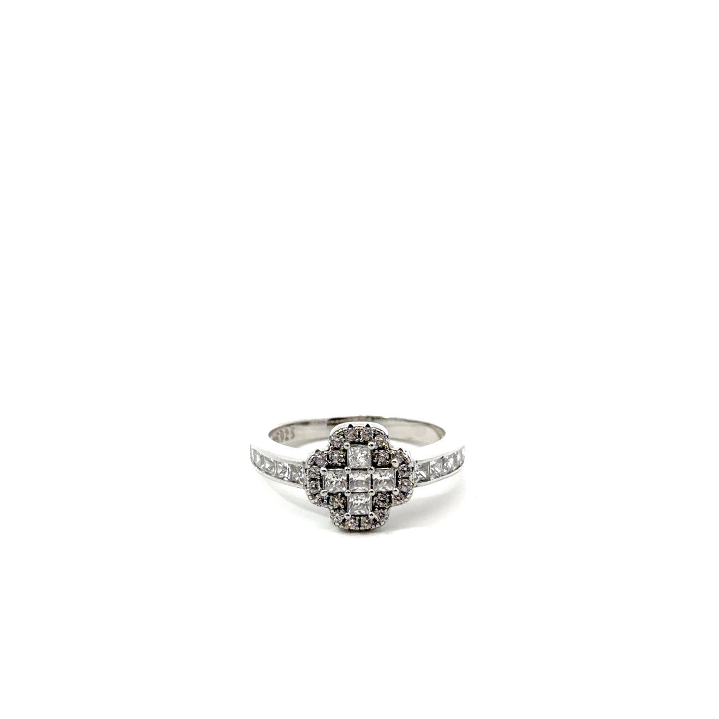 Sterling Silver Cubic Zirconia Cross Design Ring