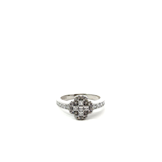 Sterling Silver Cubic Zirconia Cross Design Ring