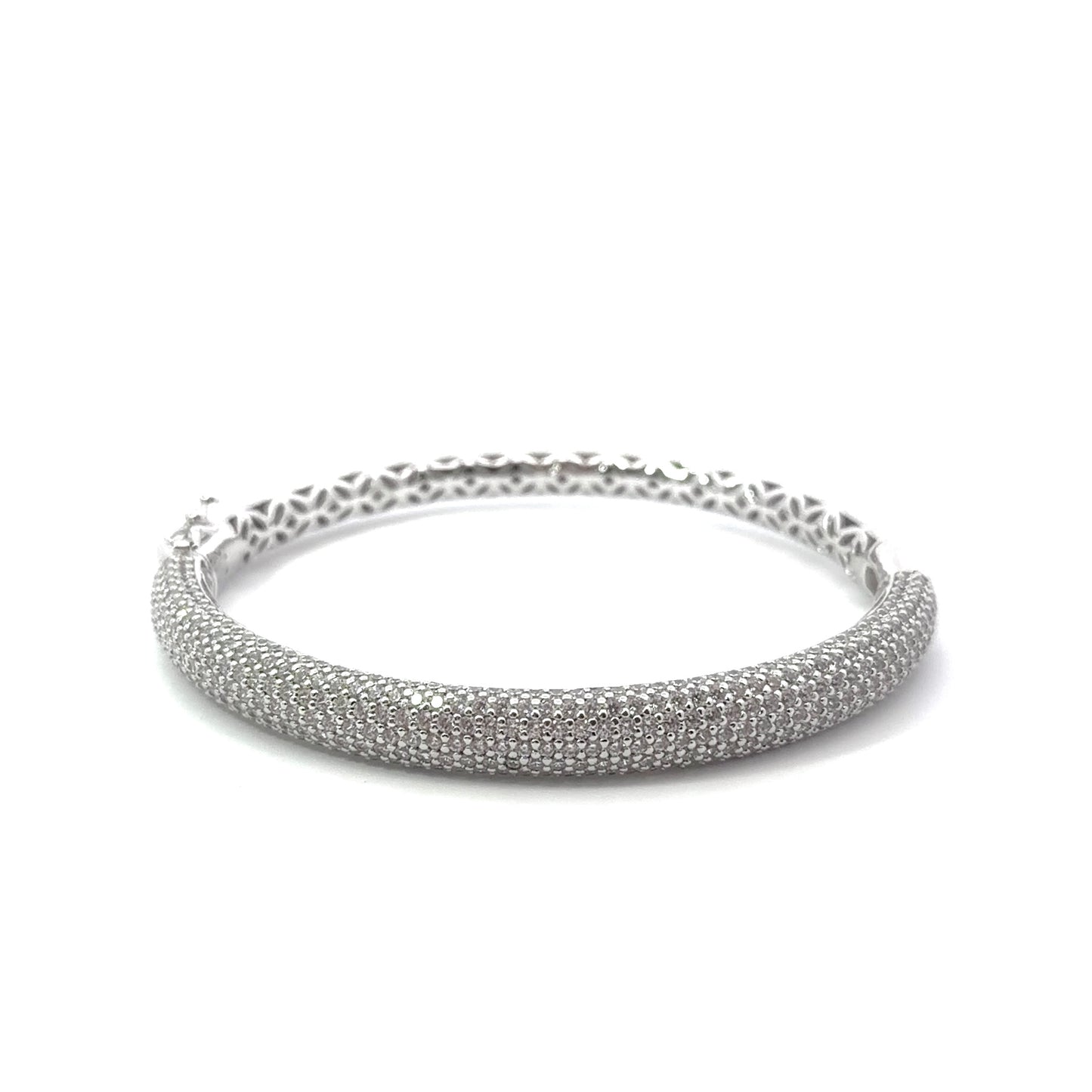 Sterling Silver Pavé Cubic Zirconia Bangle Bracelet