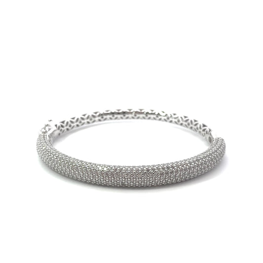 Sterling Silver Pavé Cubic Zirconia Bangle Bracelet