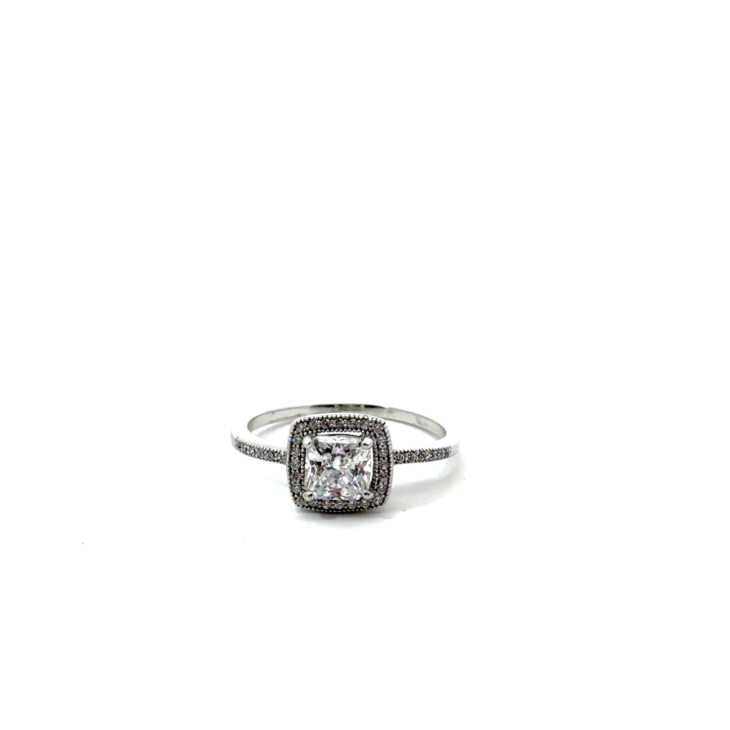 Sterling Silver Cubic Zirconia Halo Ring