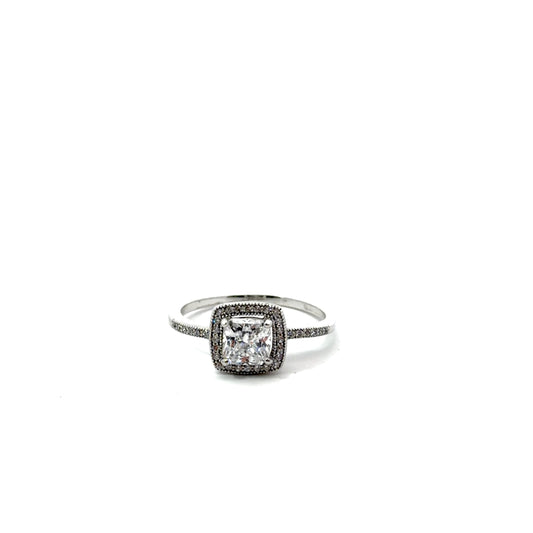 Sterling Silver Cubic Zirconia Halo Ring