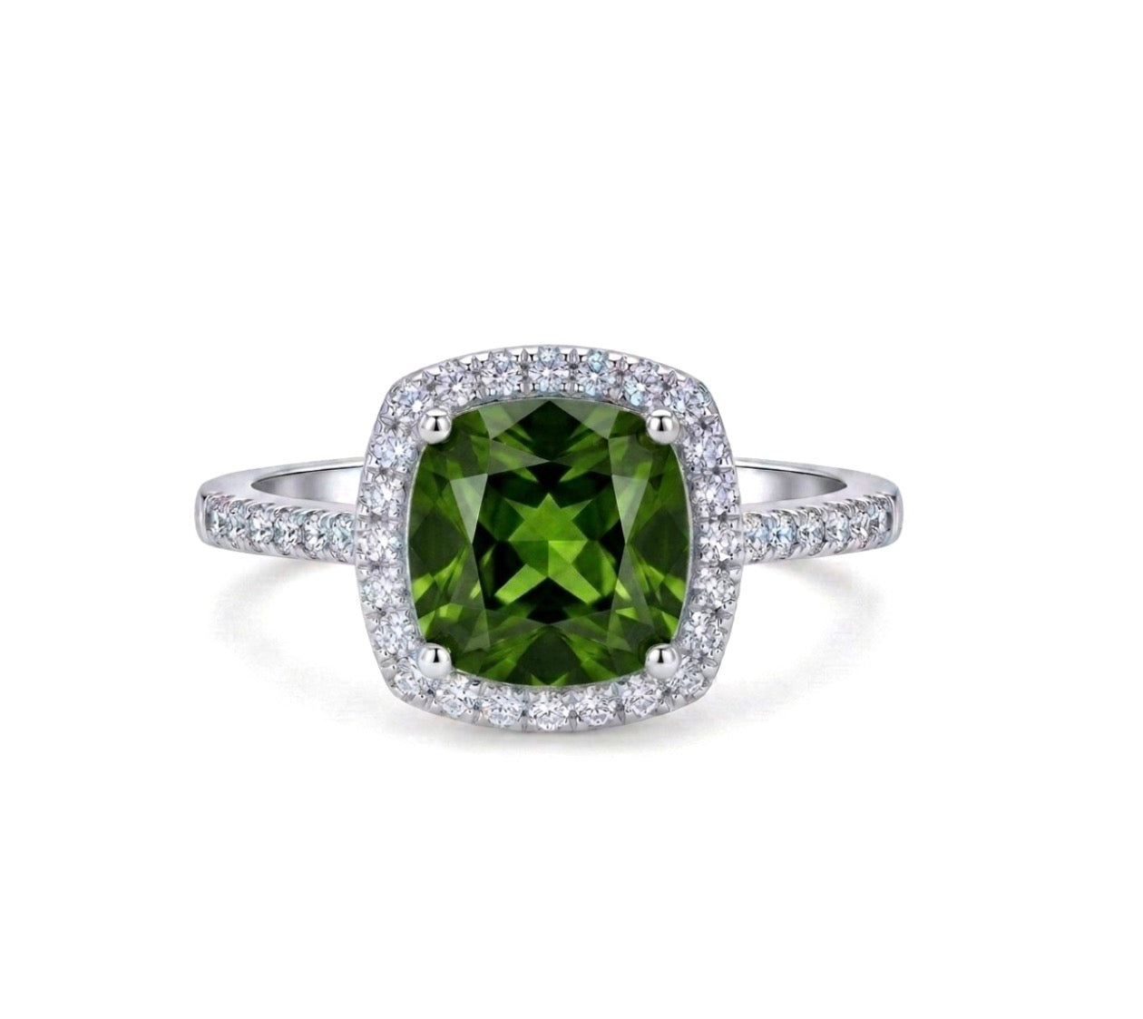 Sterling Silver Cushion-cut Halo Ring