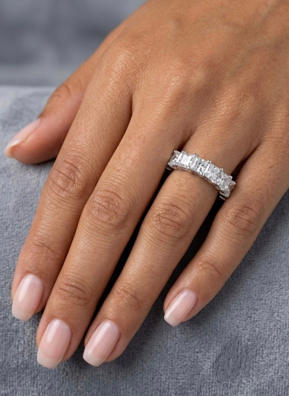 Sterling Silver Princess-cut Eternity Ladies Band