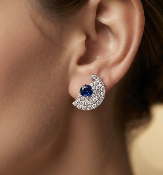 Sapphire Cubic Zirconia Stud Earrings