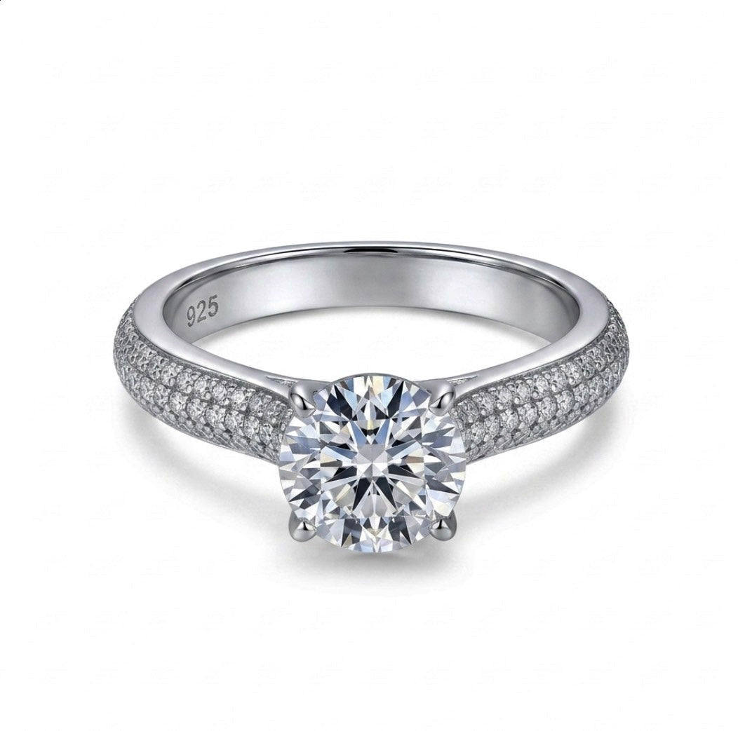 Sterling Silver 4-Prong Brilliant-cut Ring