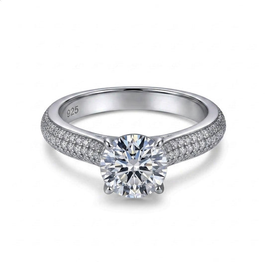 Sterling Silver 4-Prong Brilliant-cut Ring