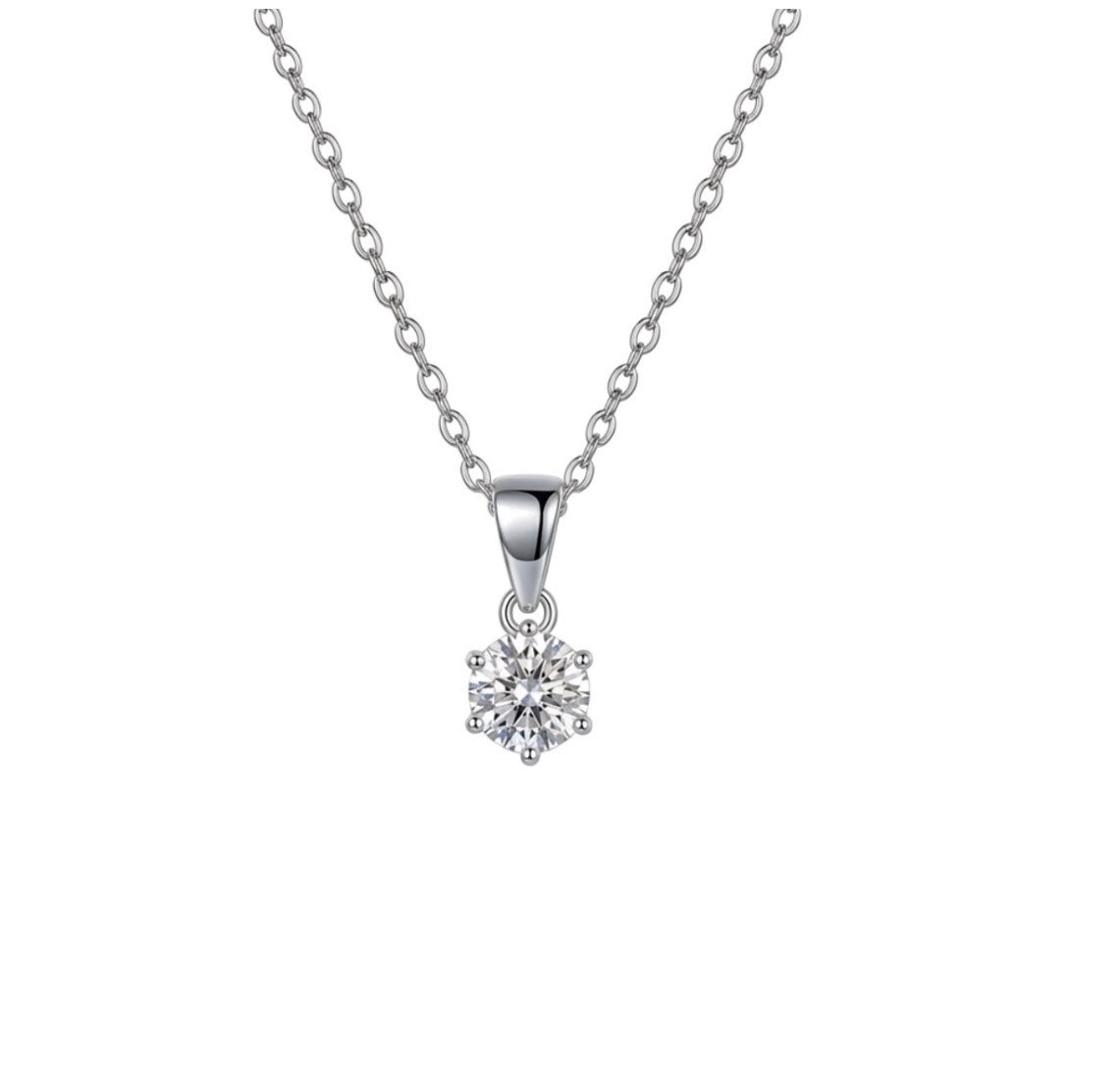Sterling Silver Solitaire Necklace & Stud Earring Set