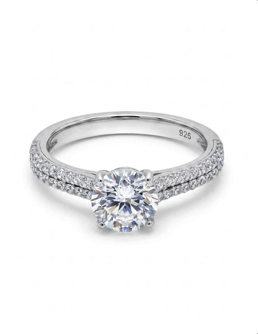 Sterling Silver 4-prongs Brilliant-cut Ring