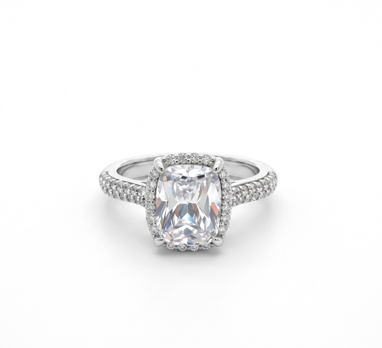 Sterling Silver Cushion-cut Cubic Zirconia Halo Ring