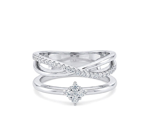 Sterling Silver Bypass Ladies Band
