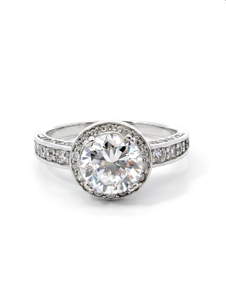Sterling Silver Brilliant Cut Halo Ring