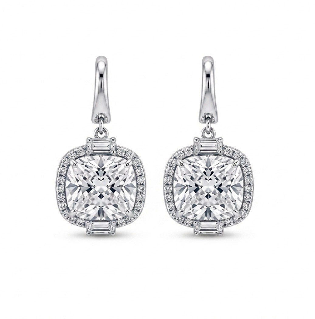 Sterling Silver Cushion-cut Drop Earrings