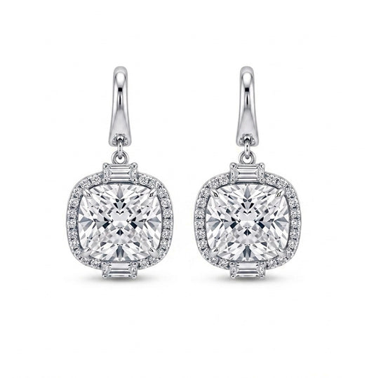 Sterling Silver Cushion-cut Drop Earrings