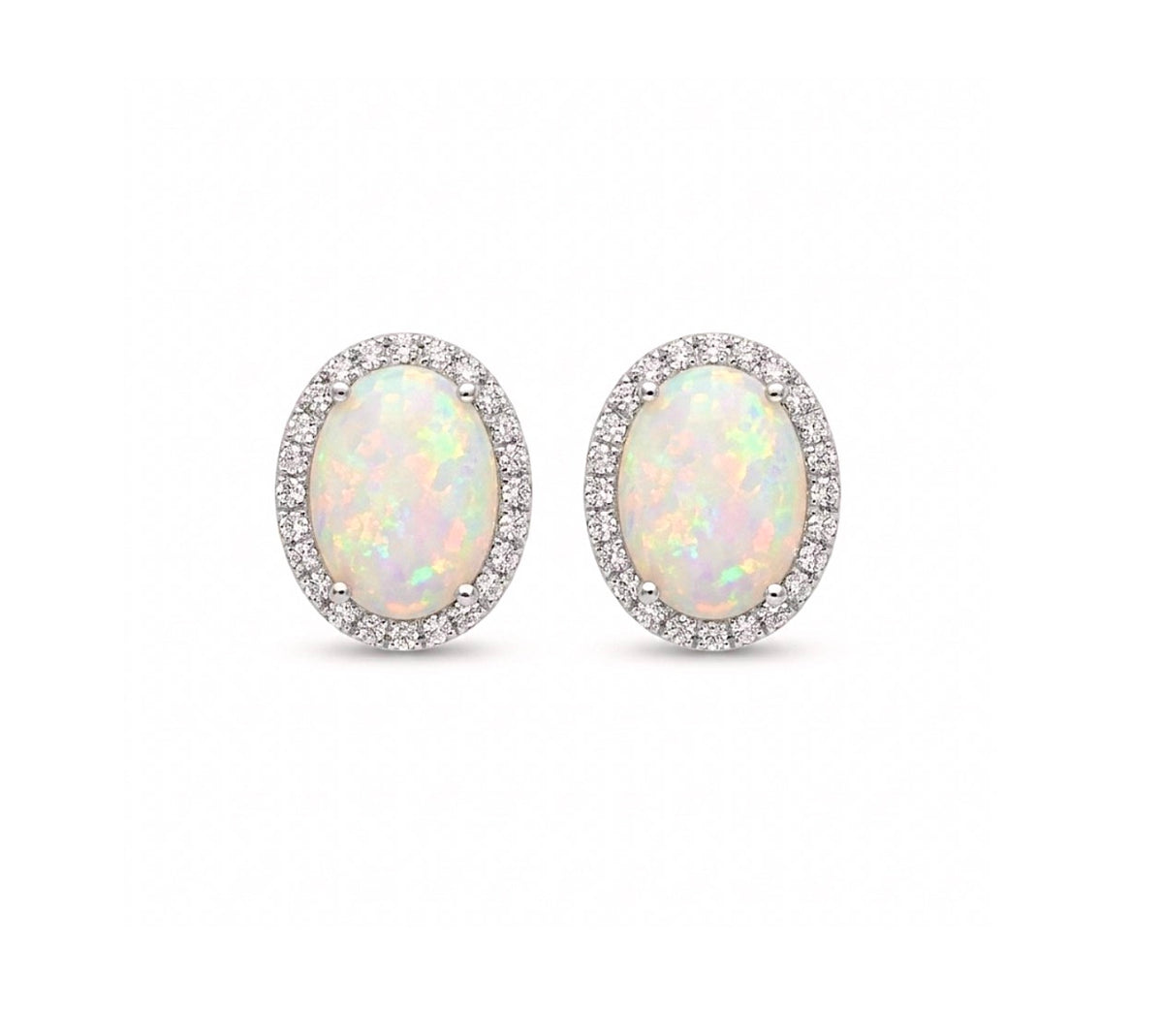 Sterling Silver Oval cut Opal Earrings
